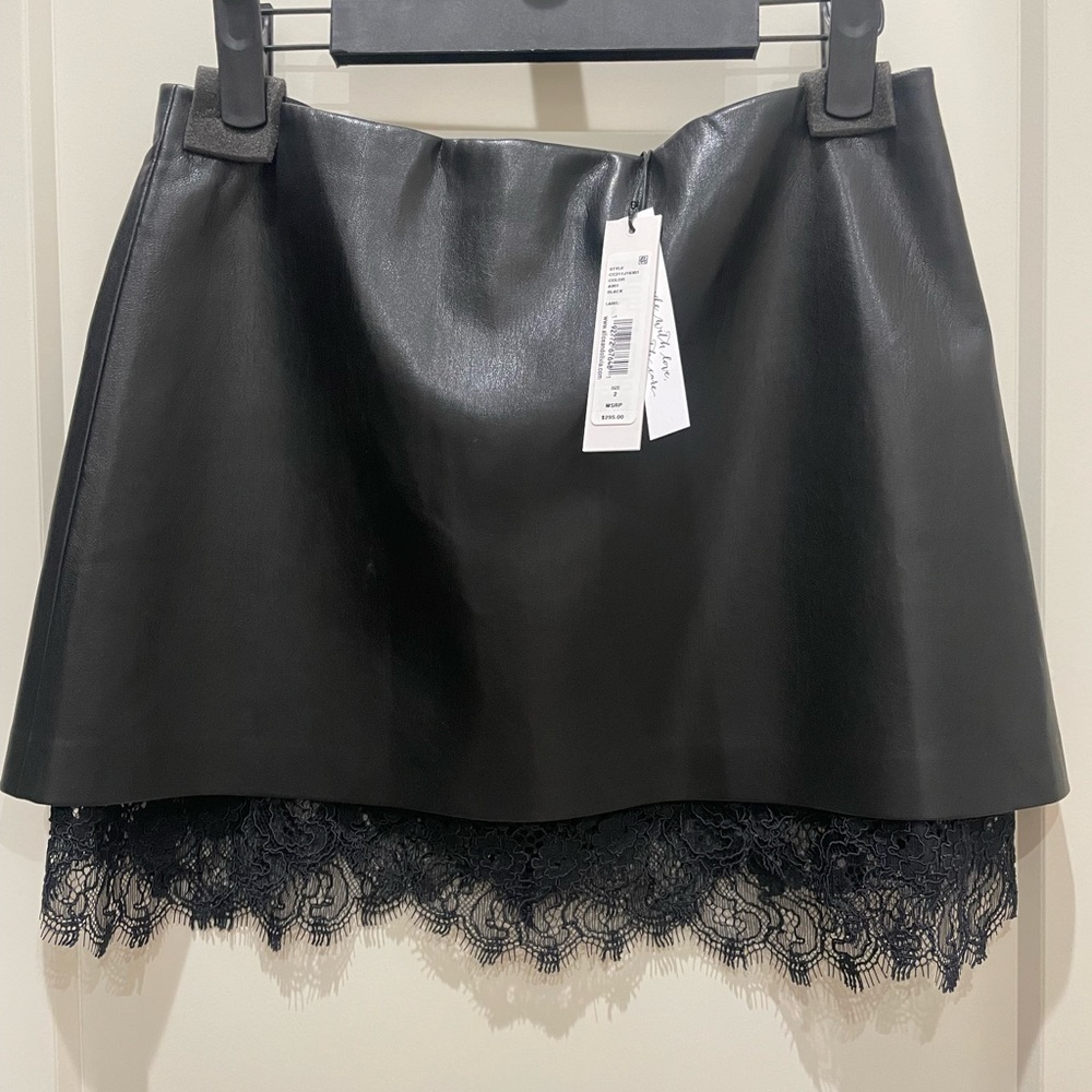 Alice + Olivia Leather Lace Skirt Size 2